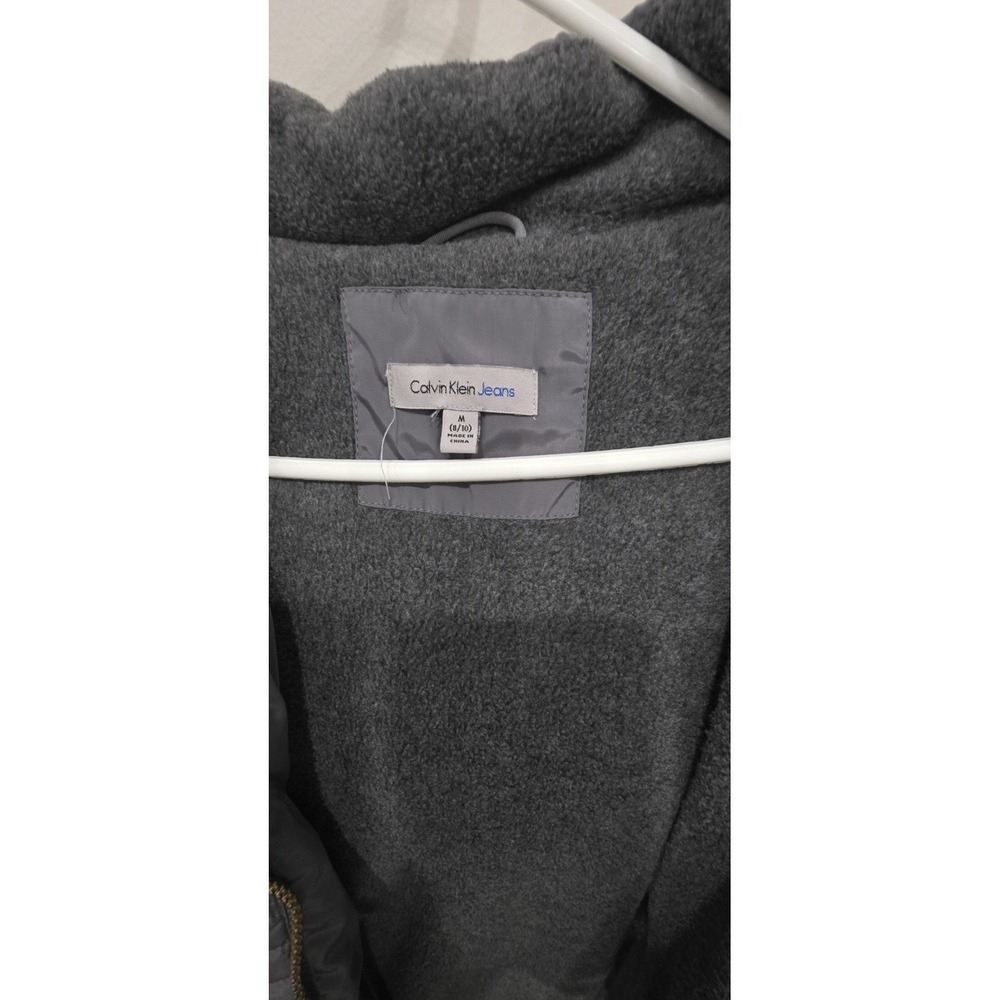 Calvin Klein Girls' Aerial Long Puffer Jacket Faux Fur Hood Lining Grey size M - Picture 2 of 9